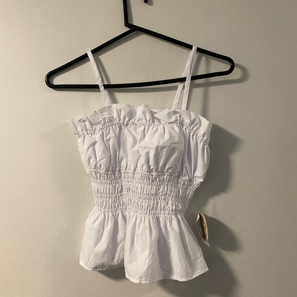 White Smocked Women's Top